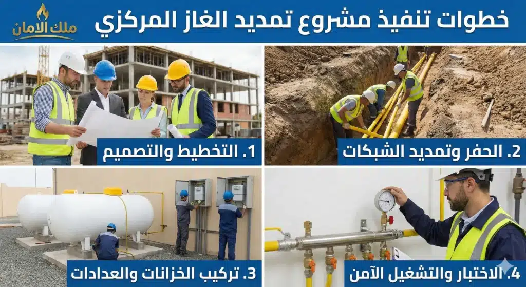 خطوات تنفيذ المشروع تمديد الغاز
